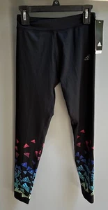 NEW Adidas Aeroready Girls Youth SportsTrainer M Leggings Black w/ Logo AK4733 - Picture 1 of 6