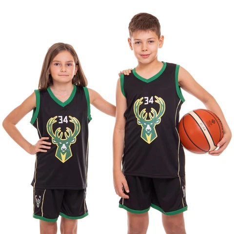 Milwaukee Bucks Giannis Antetokounmpo 34 Kids/Youth Black Nba Jersey and Shorts Cover