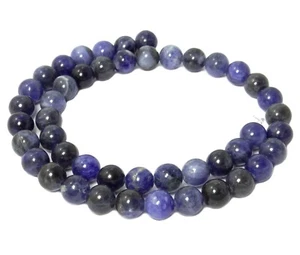 😏 Sodalith Kugeln in 6 & 8 mm Edelstein Perlen Strang für Mala, Kette & mehr 😉 - Picture 1 of 3