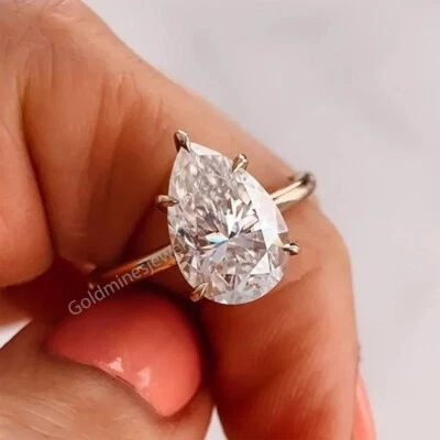 RARE 5.50 Ct Off White Treated Diamond Solitaire Ring In 925 Silver Certified - Image 1 of 4