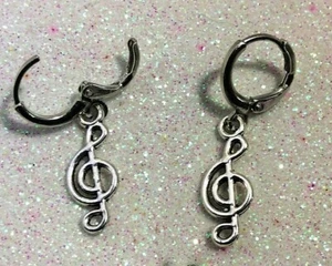 OHRRINGE EARRINGS HERREN DAMEN KREISE ANHÄNGER GEIGENSCHLÜSSEL DI SOL UNISEX - Bild 1 von 1