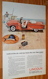 1955 LINCOLN CAPRI CONVERTIBLE ORIGINAL VINTAGE ADVERTISEMENT PRINT AD-55 RED - Bild 1 von 1