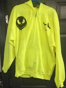 Jack Skellington-BAT SEGURIDAD VERDE CREMALLERA COMPLETA XL MEZCLA PESADA GILDAN-HECHA A MANO - Imagen 1 de 1