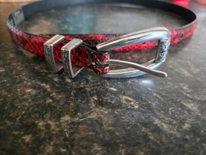 Vintage Brighton Red Snakeskin Leather Belt Size Small 28 - Picture 1 of 5