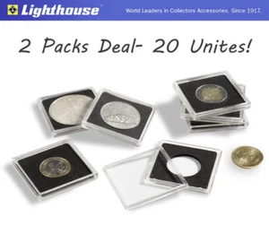 20 Lighthouse Quadrum 27mm Square 2x2 Coin Capsules Holders US Small Dollar - Picture 1 of 7