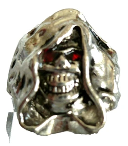 großer TOTENKOPF Folklore Schmuck Ring Tibet Silber + STRASS rot Gr. 21 NEU #5 - Bild 1 von 3