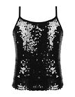 Kids Girls Sparkly Sequined Tank Tops Dancing Costume Stage Performance T-Shirt