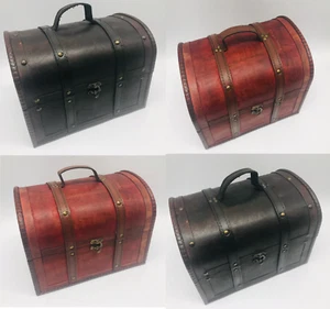 Pine Wooden Large Box Vintage Style Colonial Rustic Storage Dark Light Wood - Picture 1 of 38