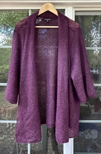 Eileen Fisher Damen Pullover vorne offen Größe 3x Mohair Strickjacke Metallicfaden - Bild 1 von 8
