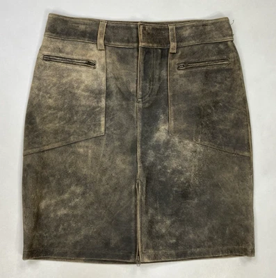 VINTAGE Tommy Hilfiger Leather Skirt Women Size 4 Brown Y2K - Image 1 of 4