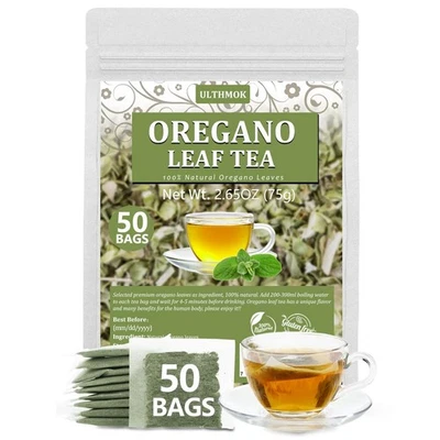 Organic Oregano Herbal Tea Bags 50 Count Natural Caffeine Free Pure Leaves - Image 1 of 4