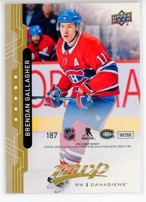 2018-19 Upper Deck MVP Hockey Brendan Gallagher Puzzle Back #187 - Image 1 of 2