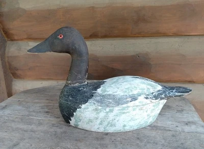 Antique Canvasback Drake Wooden Decoy High Head Style Scalloped Shoulders - Image 1 of 4