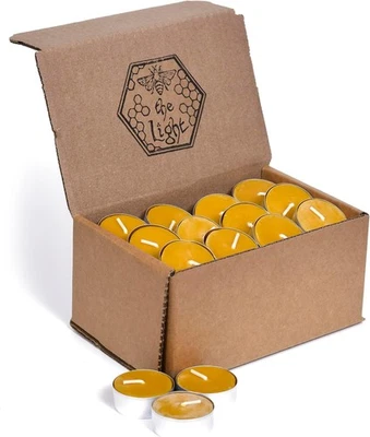 Tealights Pure Beeswax - Paquete de 48 quemaduras limpias y sin perfume, amarillas  Foto 1 de 4
