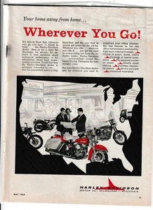 Original 1963 Harley-Davidson Motorcycle Magazine Ad "Wherever You Go!" - Picture 1 of 1