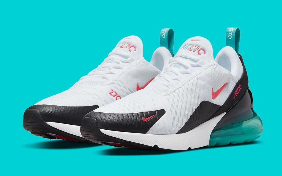 Nike Air Max 270 South Beach Miami White Teal Pink Cactus DR9876-100 sz 10 Men's - Image 1 of 4