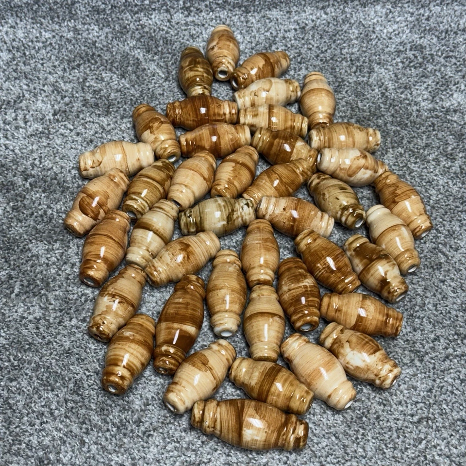 Lote 41 Cuentas Macramé Grandes Esmaltadas Cerámica Retro Años 70 80 Artesanía Boho Hippie Foto 1 de 4