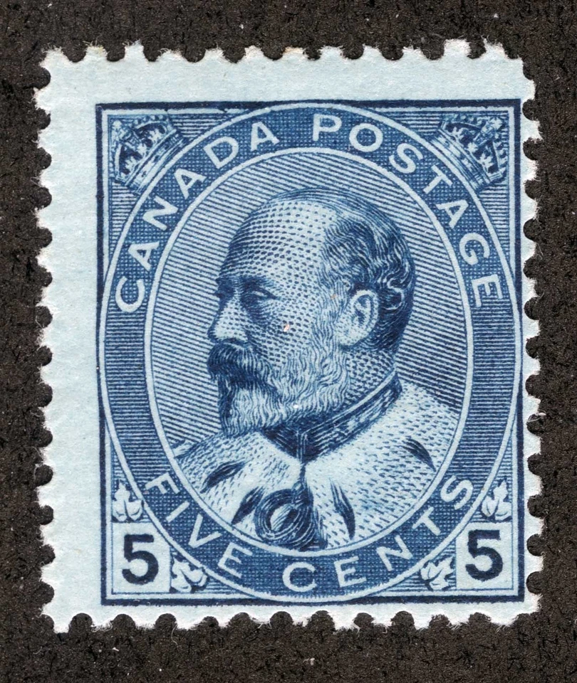 Canada Sc 91 Blue 5¢ 1903 p.12 Hinge Mark Original Gum - Image 1 of 1
