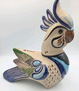 Vintage Artist Signed Vicman Mexico Colorful Hand Painted Ceramic Parrot Pottery - Picture 1 of 8