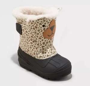 Girl’s Cat & Jack Leopard Print Frankie Waterproof & Warm Snow Boots Tan 7T NWT - Picture 1 of 7