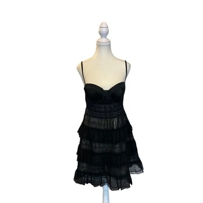 Guess by Marciano | Black/Nude Corset Tered Ruffle Dress | Small - Image 1 of 4
