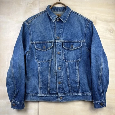 Chaqueta de motociclista vintage años 90 GAP Denim Jean Trucker envejecida talla pequeña hecha en EE. UU. Foto 1 de 4