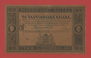 DANISH WEST INDIES 2 DALERE L. 1898 PICK # 8r XF. - Picture 1 of 2