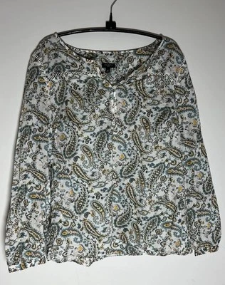 Talbots Popover Blouse Women Size MP Multicolor Paisley Long Sleeve Lightweight - Image 1 of 4