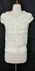 Knitted & Knotted White Top, Embroided Butterfly, Size S, AU 6. - Picture 1 of 10
