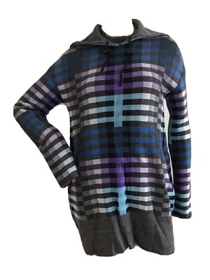 MINI VESTIDO CON CAPUCHA LOUISE GOLDIN TOPSHOP 100% LANA TEJIDO L REINO UNIDO 12-14 EU 40-42 RARO Foto 1 de 4