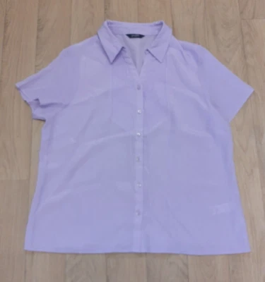BHS Size 14 Petite Lilac Short Sleeved Button Front Blouse Top - Image 1 of 4