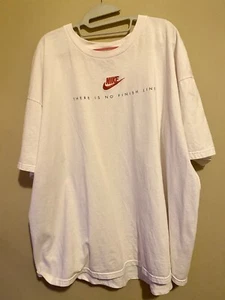 Nike Swoosh Embroidered Spellout white Tshirt 2XL “there is no finish line” Y2K - Picture 1 of 5