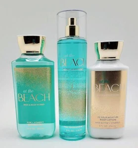 Bath & Body Works AT THE BEACH Niebla, gel de ducha, loción corporal 3 piezas juego de regalo - Imagen 1 de 1
