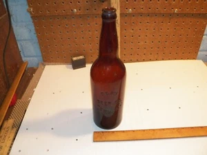 Vintage PERU BEER CO. Embossed Amber Glass Beer Bottle, Peru, Illinois - Picture 1 of 5