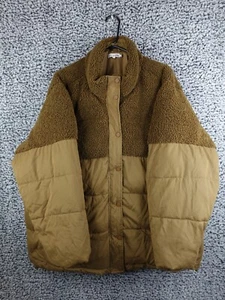 Good American Sherpa Mix Cocoon Teddy Bear Puffer Jacket Sz 5 - Picture 1 of 12