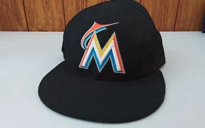 Miami Marlins Baseball Hat Black 7 5/8 MLB New Era 59 Fifty Mens Cap USA - Afbeelding 1 van 6
