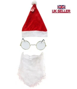 Santa Hat With Santa Beard & Moustache and Full Moon Glasses Xmas Fun Access. - Picture 1 of 3