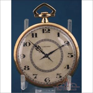 Antique Ultra-Thin Longines Pocket Watch. 18K gold, Sapphires. Circa 1925 - Picture 1 of 12