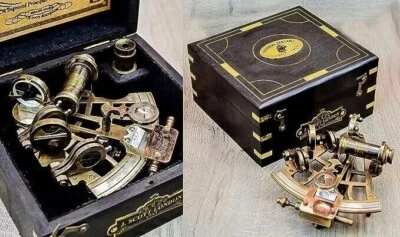 Brass Antique Nautical Sextant 4 Inch With Wooden Box Working Sextant Handmade - Image 1 of 4