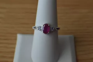 1.10ct Niassa Ruby / Tanzanite Cocktail Ring Rhodium over Sterling Silver Size 8 - Picture 1 of 14