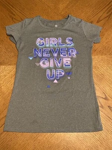 Champion Girls Tshirt Grey Never Give Up Size X/L 14-16 - Picture 1 of 4