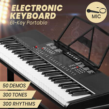 61 Keys Electronic Piano Keyboard Digital Electric Keyboards Music w Stand Black