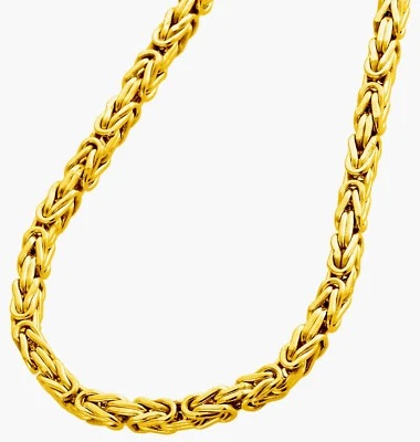 Collar de cadena de eslabones bizantinos de oro amarillo de 20k real de primera clase para hombre de 5 mm de 22 pulgadas Foto 1 de 4