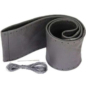 Lenkradbezug dunkel grau echt Leder Schnüren Lenkrad Schoner 35 - 36 cm - Afbeelding 1 van 8