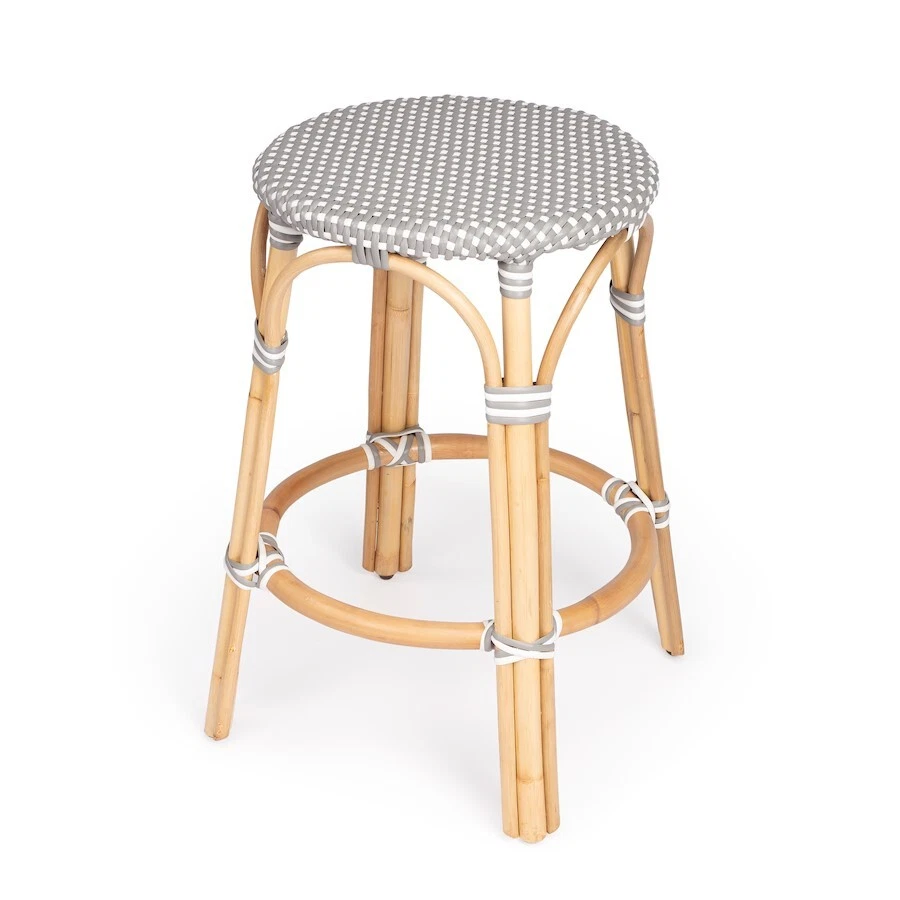 Butler Designer's Edge Counter Stool, Gray/White Rattan - 9371266 - Image 1 of 1
