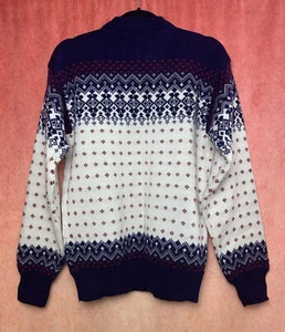 Vintage Northern Isles Sweater Knit Blue Red Ivory Sz M Pullover Hutzler’s MD - Picture 1 of 8
