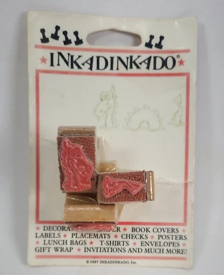 Vintage Inkadinkado 1987 Set of 3 Sea Monster Loch Ness Rubber Stamp Wood handle - Image 1 of 4