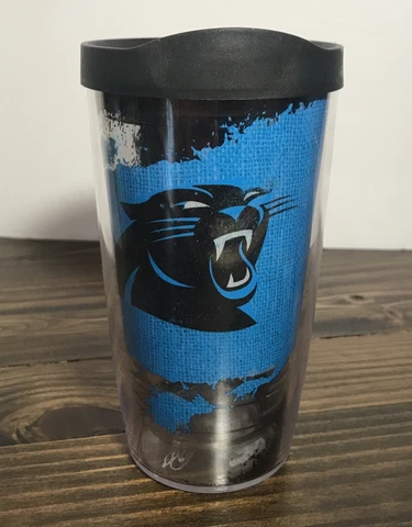 Carolina Panthers "EST. 1995" 16oz Tervis Tumbler travel Mug w/ Lid Black & Blue Cover