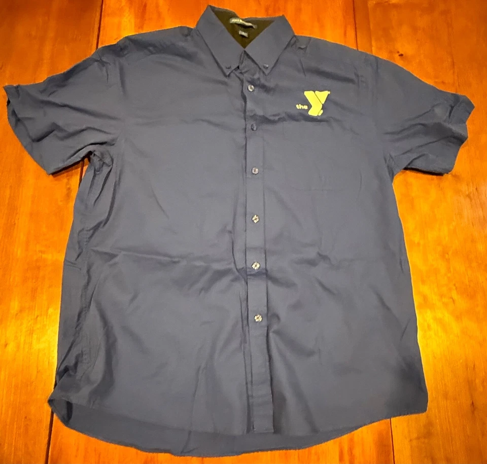 Camisa con cuello manga corta para hombre YMCA Port Authority azul empleado L Foto 1 de 4