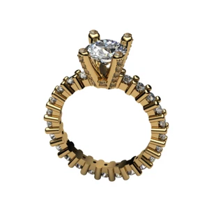 Eternity engagement ring style 14k Gold ring w Lab created gemstones OFFER! - Picture 1 of 7